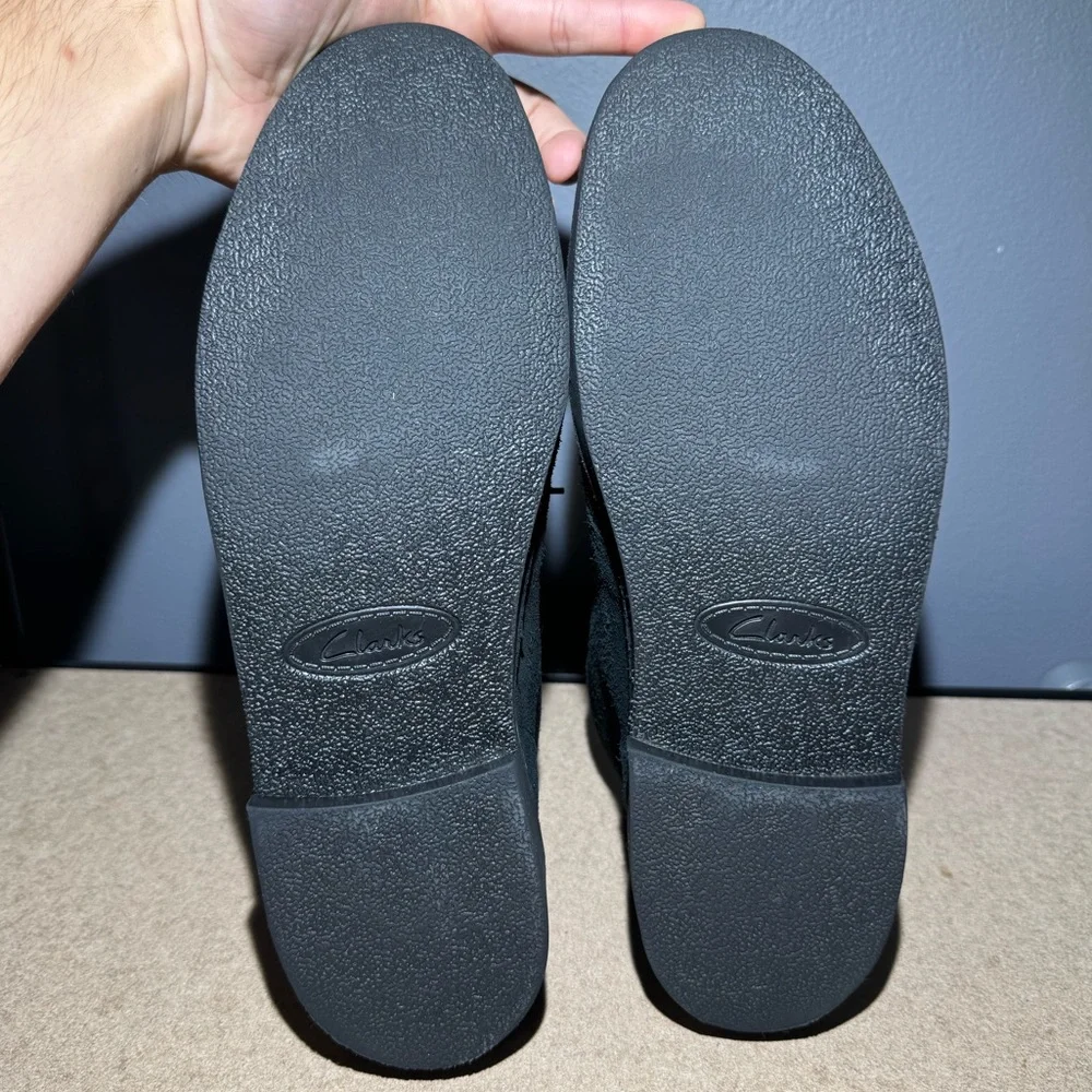 Men’s Clarks Bushacre Boots‎ Black Suede Size 12M #15522
